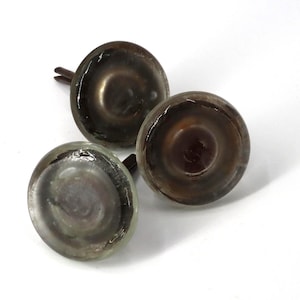 Antique Glass Door Knobs Set: Pressed Glass, Metal Shanks