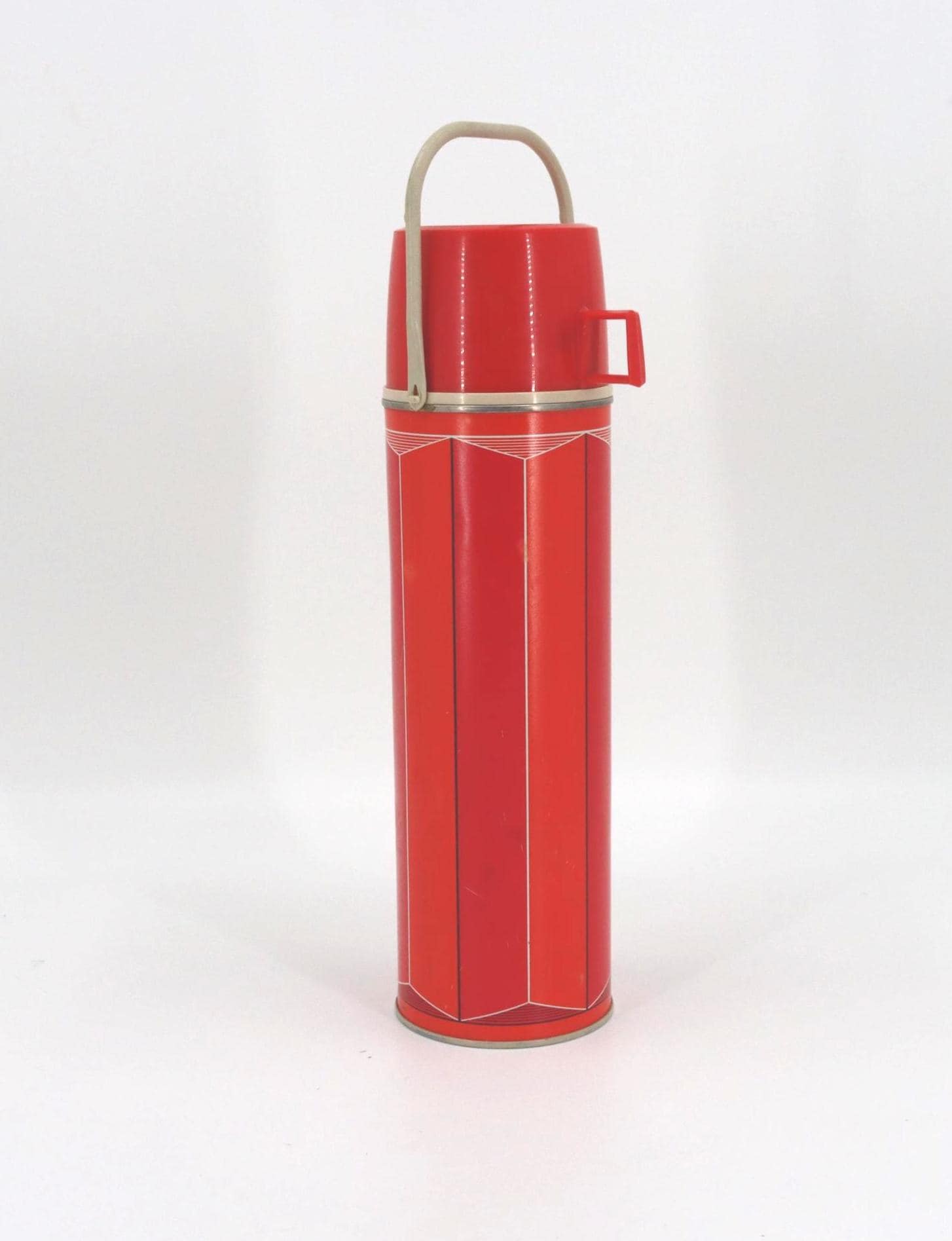Thermos vintage fleurs beige orange année 60