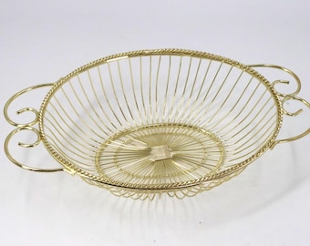 Vintage Studio Nova Gold Scroll Oval Basket | Gold Tone Serving Fruit Bowl (LP0003)