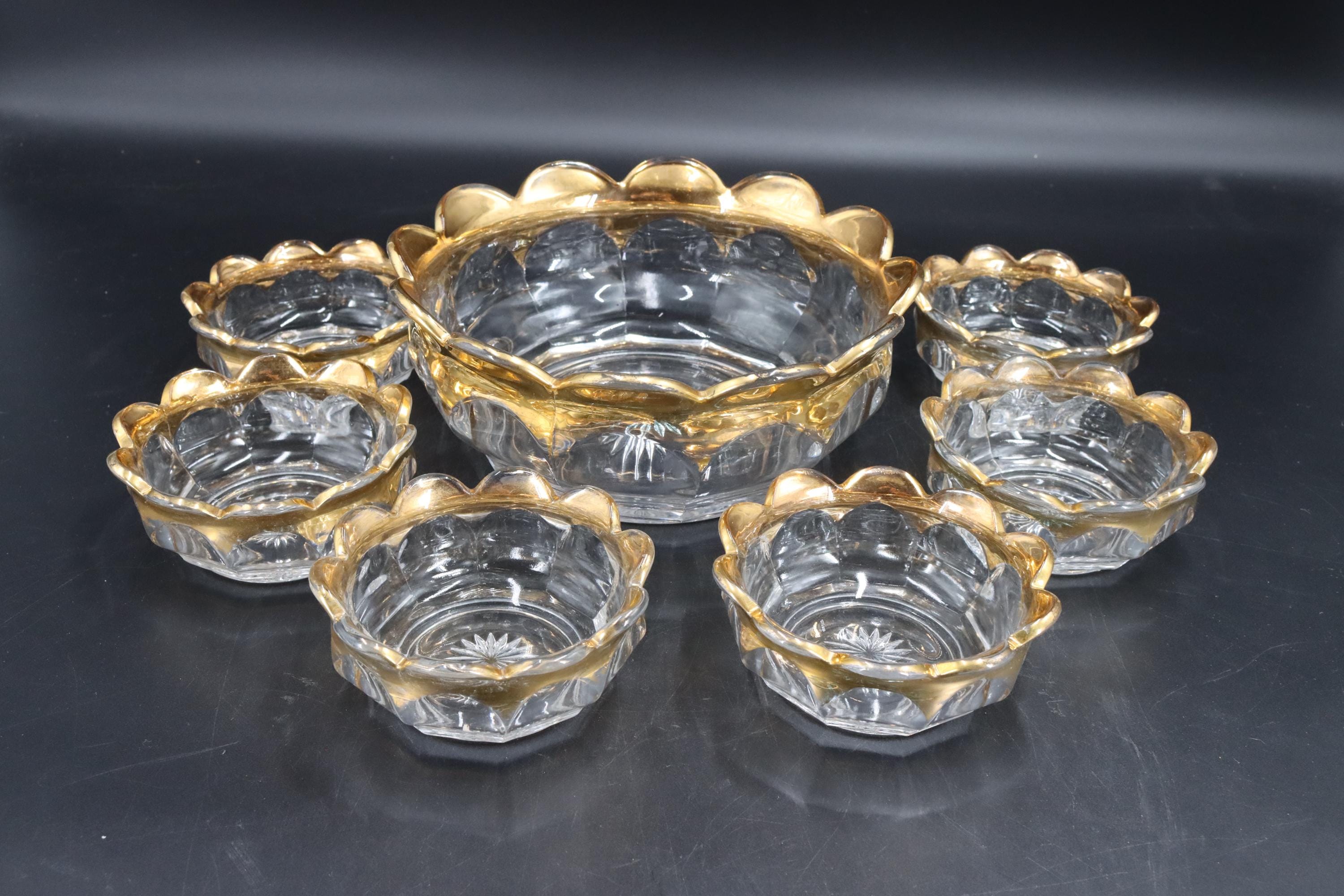 Gold Trimmed Glass Serving Bowls - Etsy