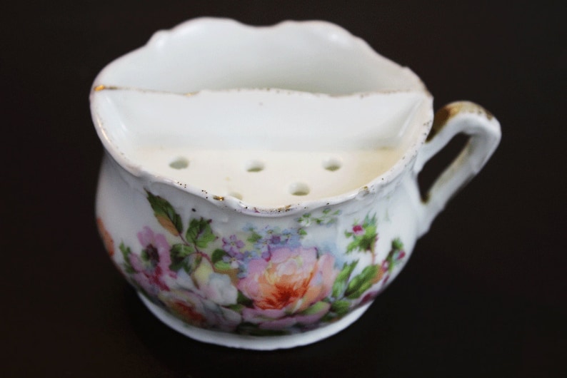 Vintage Tea Cup With Strainer Tea Bag Holder Etsy