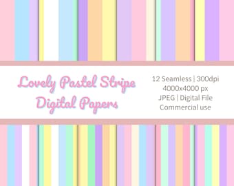 Digitaal papierpakket pastelstreep: naadloze patronen (300 dpi)