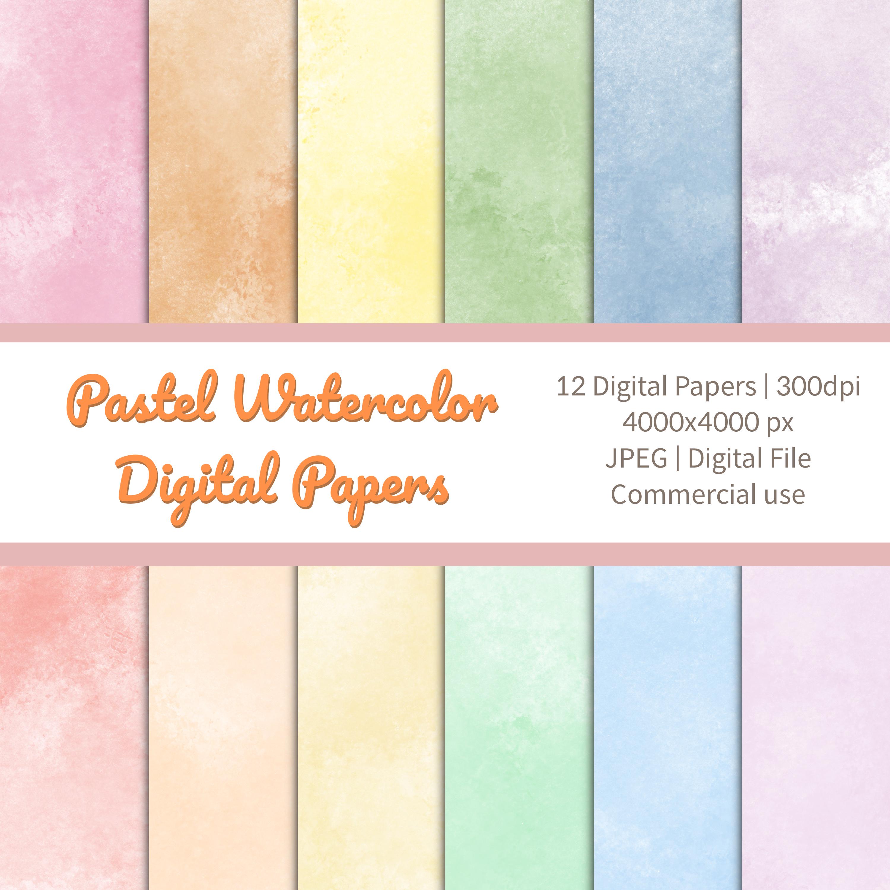 Pastel Watercolor Digital Paper Pack | 12 Non-seamless Textures | 300 ...