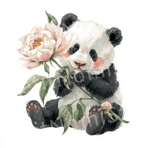 Ensemble de cliparts aquarelle bébé panda : illustrations d&#39;art pour chambre d&#39;enfant (téléchargement numérique PNG et JPG)