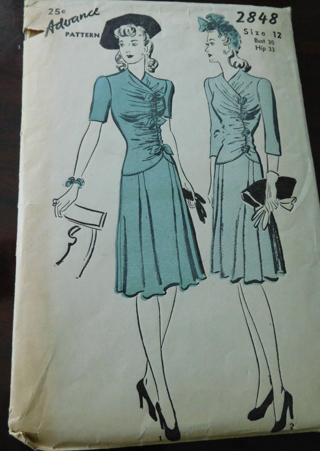 Vintage 1940s Advance Pattern 2848 Size 12 - Etsy
