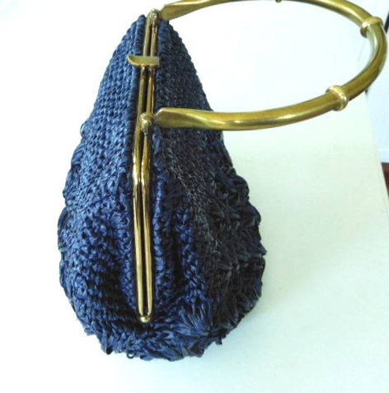 Vintage Raffia Handbag Purse Tote Bohemian Chic