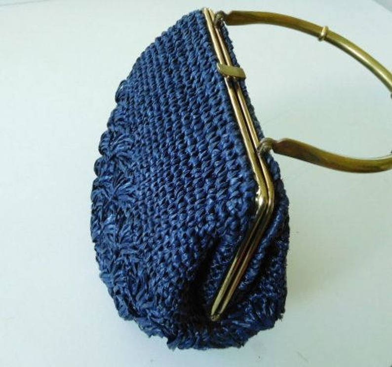 Vintage Raffia Handbag Purse Tote Bohemian Chic
