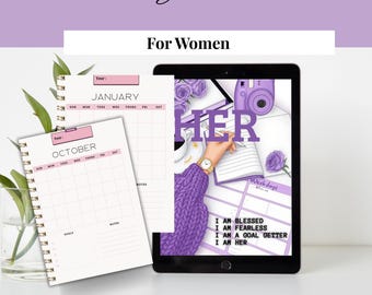 Das Mädchen Digitaler Wellness Planer: tägliche Routine & Habit Tracker (PDF Download)
