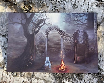 Art Print Postcard "Ghost Boy" Handmade Art