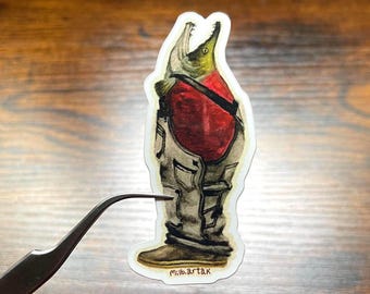 King Salmon in a boot vinyl sticker.