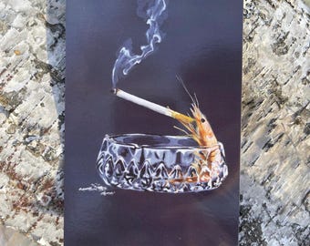 Art Print Postcard "Smoked Shrimp" Handmade Art