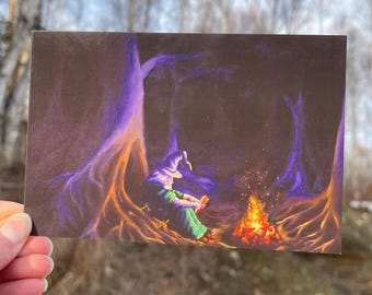 Wizard Art Print Postcard, Handmade Art