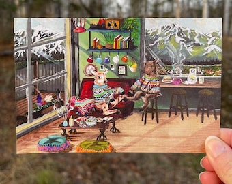 Baby Goat (Kids) Art Print Postcard, Handmade Art