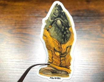 Halibut in a boot vinyl sticker.