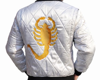 Chaqueta bomber acolchada blanca de Ryan Gosling en Drive Scorpion