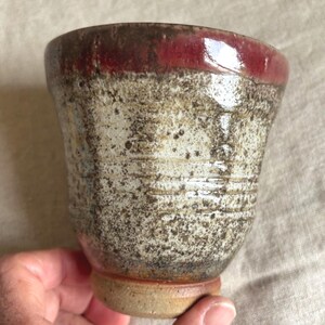 Vintage Studio Pottery Yunomi: Copper Red & Ash Glaze Tea Cup