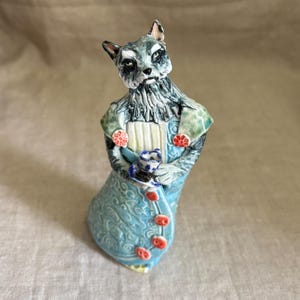 Vintage Wolf Grandmother Studio Pottery Sculpture- Figurine – Little Red Riding Hood Fairytale - California Funk Movement