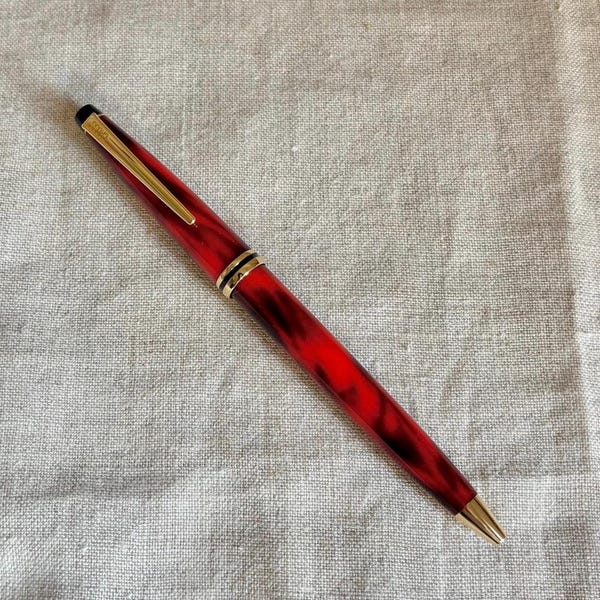 Reserved - Vintage Cross Radiance Pen: Vesuvius Red Marbled Ballpoint - 22K Gold Plated