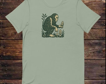 Mushroom Forager Gift | Sasquatch Morel Mushroom Shirt | Funny Dad Gift | PNW Nature Lover Tee