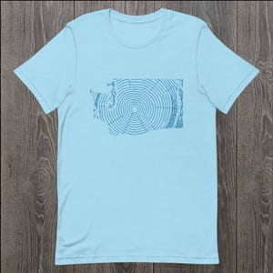 Washington State Log Slice Tee ShirtWashington Tree Ring T-Shirt – Minimalist Wood Grain State Outline, Pacific Northwest Nature Graphic Tee