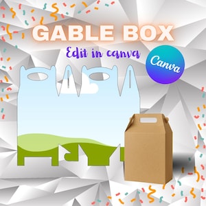 Gable Box | Gable Box Template | Editable Party Template | Printable Gable Box | Party Favors