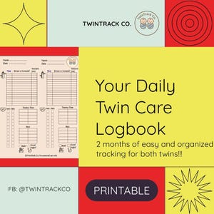 Twin Baby Daily Log Book: Printable Newborn Tracker (PDF Download)