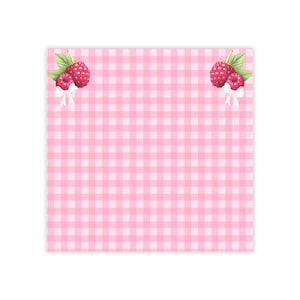 Niedliches kariertes Himbeer Post-it® Pad für Arbeit, Schule und Zuhause, Schreibtischzubehör, Schreibwaren, Büromaterial, Sticky Notes