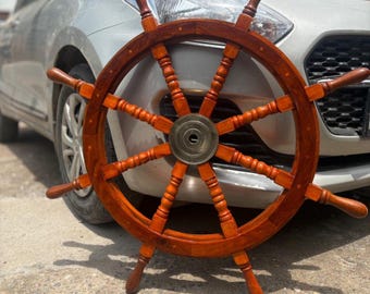 Handmade Nautical Wooden Ship Wheel – Marine Wall Decor, Sailor Gift, Available in Various size