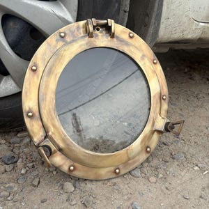 Antique Brass Finish Maritime Ship Boat Round Porthole ~ Handmade Nautical Wall Decor Window glass Porthole ~ Available in 07 Size