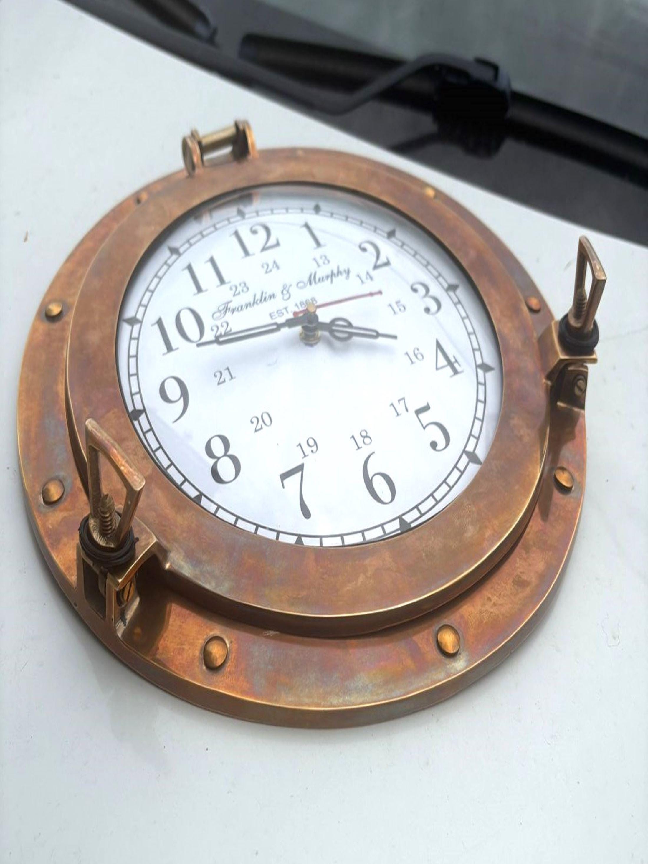 Time Clock Boat Brass Ship Porthole Clock, Nautical Marine Timepiece, Silent Quartz - Etsy