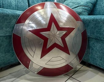 Handmade 22 Inch Red Guardian Shield, Aluminum Battle Armor, Cosplay Prop replica