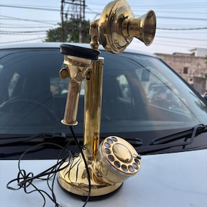 12 Inch Old Retro Candlestick Phone, Rotary Dial Home Office Decor Functional Telephone, Rotary Dial Landline Telephone, Gift items