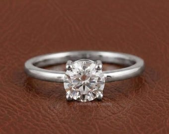1.00 Ct Round Cut Engagement Ring, 14K Solid Gold Ring, Claw Prong Set Wedding Ring, Lab Grown Diamond Solitaire Ring, Anniversary Gift Ring