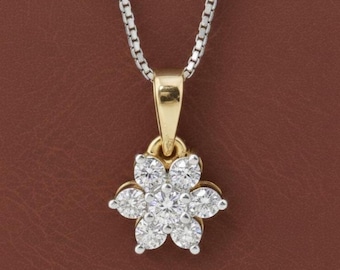 14Kイエローゴールド ラボグロウンダイヤモンド フラワーハロー 