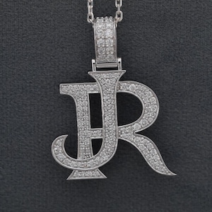 Custom Letter Hip Hop Pendant, Round Lab Diamond Men&#39;s Pendant, Custom Your Lucky Letter, Personalized Hip Hop Birthday Jewelry Gift For Him