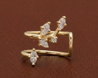 0.53 CTW Marquise Cut Lab Grown Diamond Wedding Earrings, Floral Style Earrings ,Solid Gold Earring