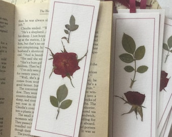 Floral Bookmarks - Rose Bookmarks, Pressed flowers, Gifts for Booklovers, Garden Clubs or Bible Study, Unique Bookmarks