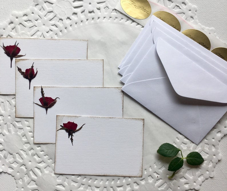 Mini Notes, Enclosure Cards, Pressed Flowers Card Set, 10 Small Flat Cards, Gift Cards image 7