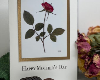 Mothers Day Card, Happy Mothers Day Pressed Flower Card, Printed Card