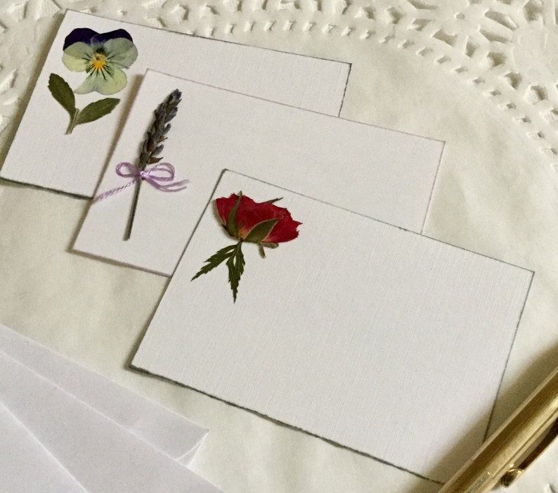 Mini Notes, Enclosure Cards, Pressed Flowers Card Set, 10 Small Flat Cards, Gift Cards image 8