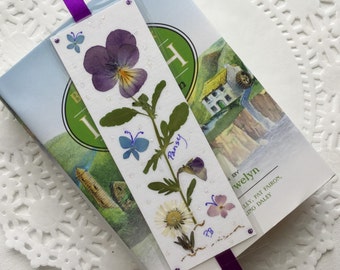 Pressed Pansy Flower Bookmark – Handmade Floral Gift, Teacher Gift (25 Favor Gifts)