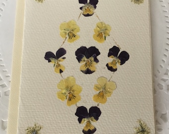Gepresste Stiefmütterchen Diamant Note Karte, echte Blume Grußkarte