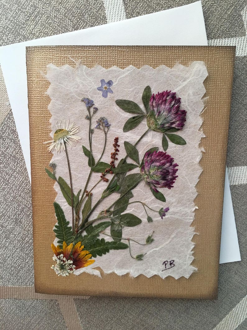 Northwest Wildflowers Card Dried Pressed Flower Card Boho Etsy