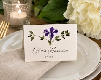 Pressed Flower Place Cards, Real Thyme Leaves, Wedding Table Decor, Set of 16
