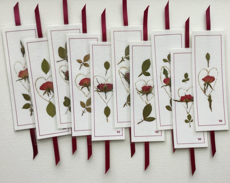 Rose Bookmarks laminated pressed flower bookmarks rose and 