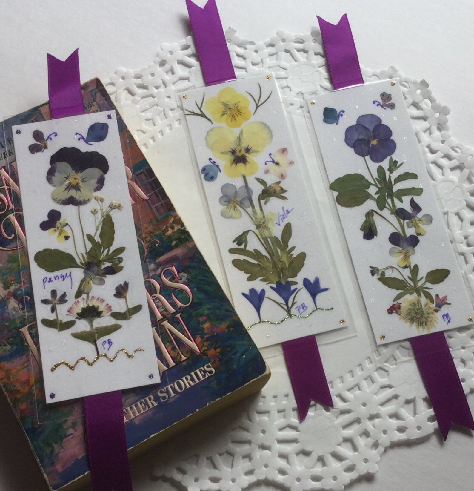 Pansy Bookmarks Pressed Flower Bookmarks Laminated - Etsy