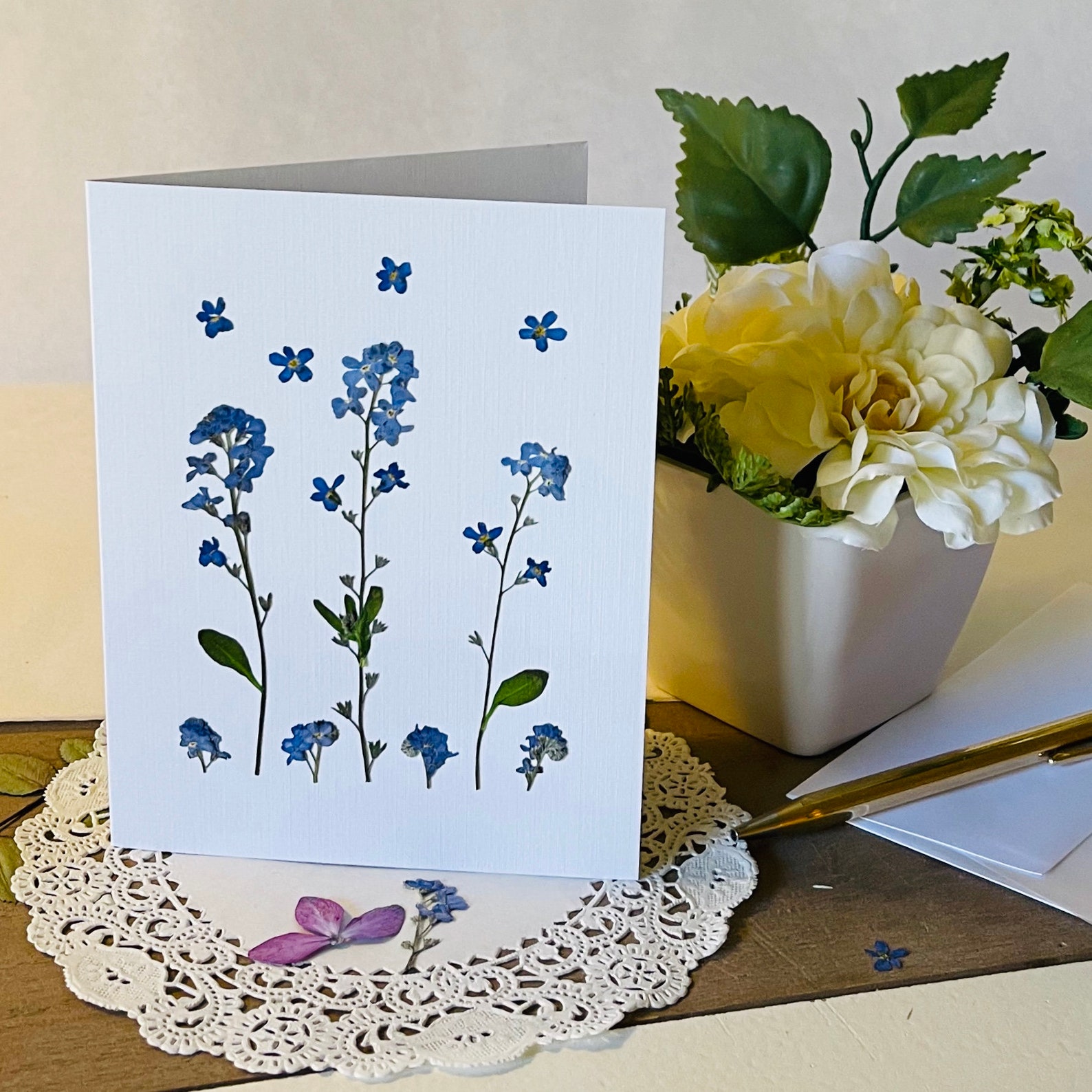 Me Not Card Pressed Flower Note Card or 5 X 7 Inch Etsy