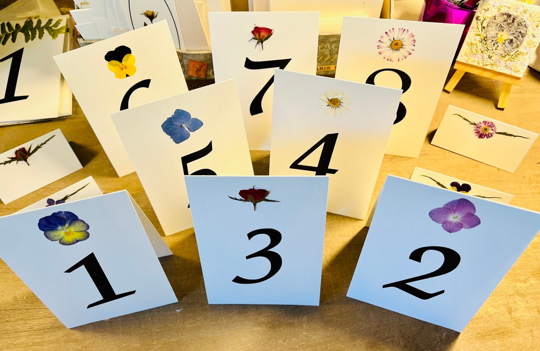 Table Numbers, Pressed Flower Table Numbers for Your Wedding Celebration Dinner Etsy