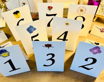 Table Numbers, Pressed Flower Table Numbers For Your Wedding Celebration Dinner