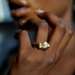 Süßwasserperle Ring: 18K Vergoldeter christlicher Schmuck